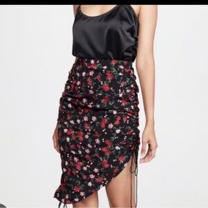 For Love And Lemons Asymmetrical Floral Skirt - Black and Red